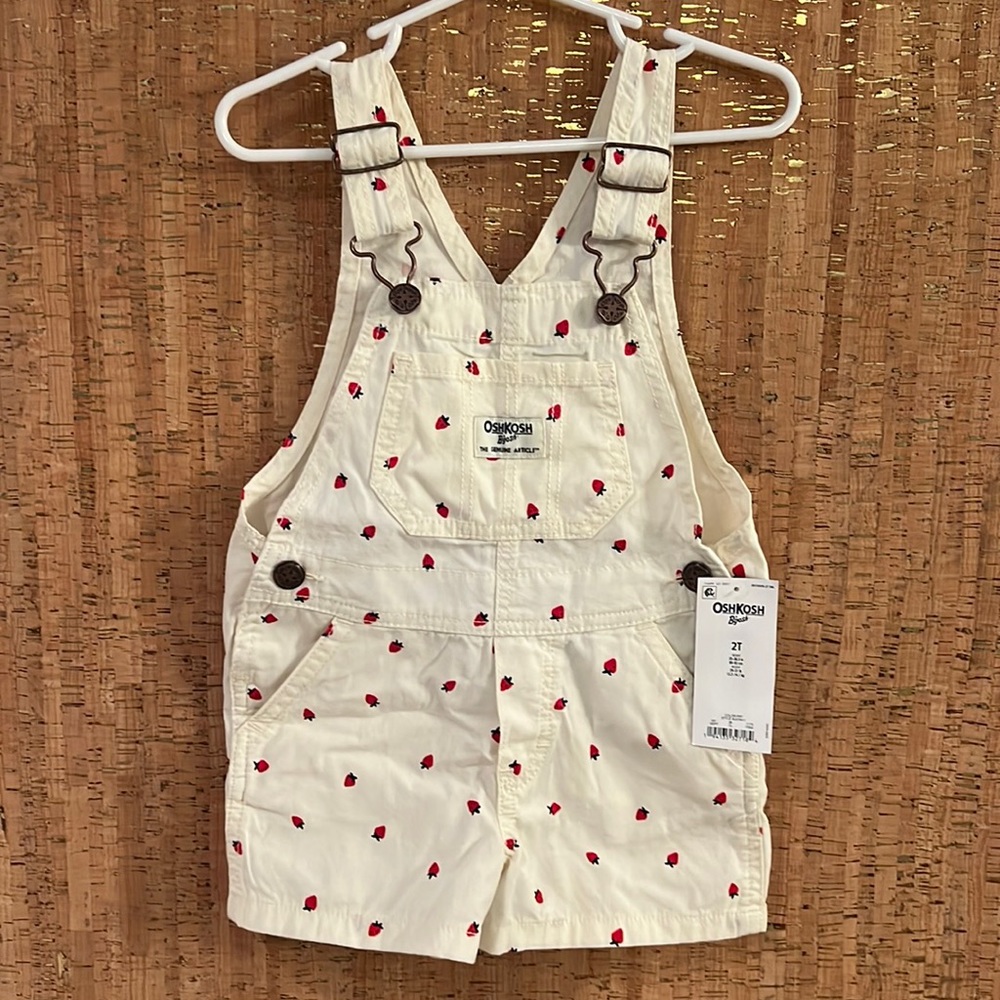 OshKosh B’Gosh Strawberry print Overall shorts